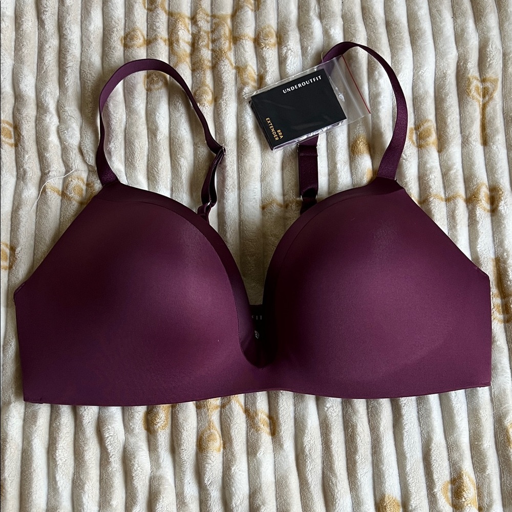 Underoufit Style 1258 The Satin Grace Plum Bra, XL